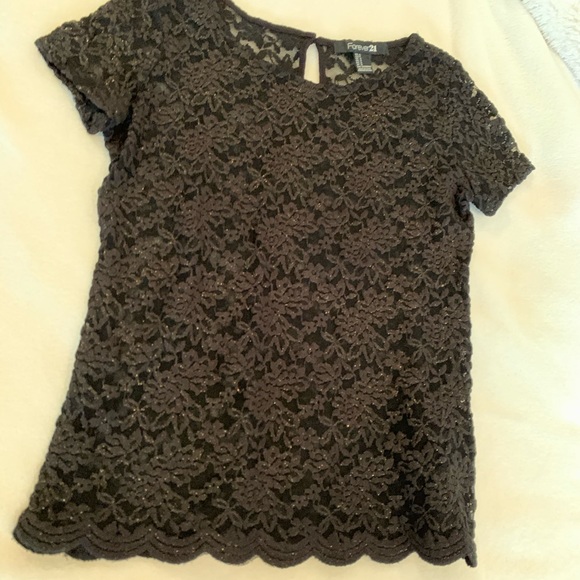 Forever 21 Black Lace Shirt Size XS - Picture 2 of 4
